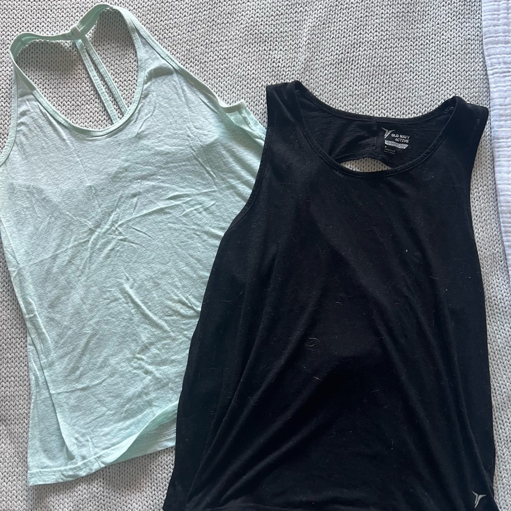Women's Black and Mint Green Tank Tops